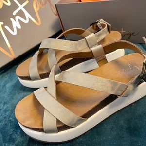 Crown Vintage Gold Strap Sandals New with Box